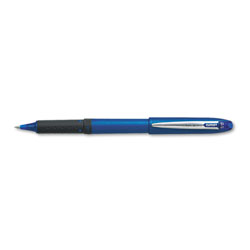 Uni-Ball Grip Stick Roller Ball Pen, Micro 0.5mm, Blue Ink/Barrel, Dozen