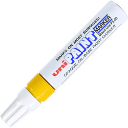 Uni-Ball PX-30 uni-Paint Broad Line Markers - Broad Marker Point - Chisel Marker Point Style - Yellow Oil Based Ink - 6 / Box
