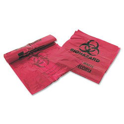 Unimed-Midwest Infectious Waste Bags, 3 Gallon, 14 in x 18-1/2 in, 200 Bags/BX, Red