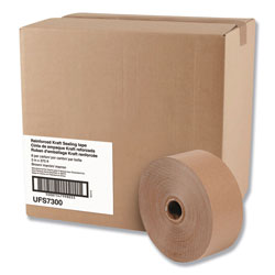 United Facility Supply Glass-Fiber Reinforced Gummed Kraft Sealing Tape, 3 in Core, 3 in x 375 ft, Brown, 8/Carton