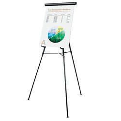 Universal 3-Leg Telescoping Easel with Pad Retainer, Adjusts 34 in to 64 in, Aluminum, Black