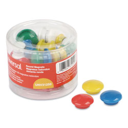 Universal Assorted Magnets, Circles, Assorted Colors, 0.63 in, 1 in, 1.63 in Diameters, 30/Pack