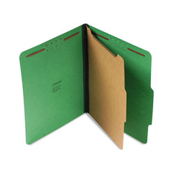 Universal Bright Colored Pressboard Classification Folders, 2 in Expansion, 1 Divider, 4 Fasteners, Letter Size, Emerald Green, 10/Box