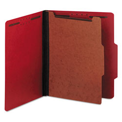Universal Bright Colored Pressboard Classification Folders, 2 in Expansion, 1 Divider, 4 Fasteners, Letter Size, Ruby Red, 10/Box