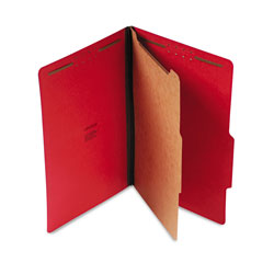Universal Bright Colored Pressboard Classification Folders, 2 in Expansion, 1 Divider, 4 Fasteners, Legal Size, Ruby Red Exterior, 10/Box