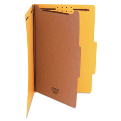 Universal Bright Colored Pressboard Classification Folders, 2 in Expansion, 1 Divider, 4 Fasteners, Legal Size, Yellow Exterior, 10/Box