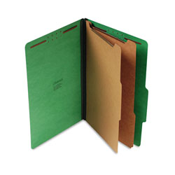 Universal Bright Colored Pressboard Classification Folders, 2 in Expansion, 2 Dividers, 6 Fasteners, Legal Size, Emerald Green, 10/Box