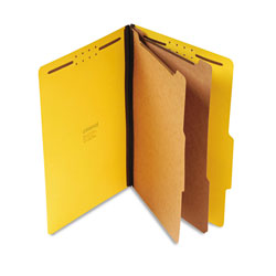 Universal Bright Colored Pressboard Classification Folders, 2 in Expansion, 2 Dividers, 6 Fasteners, Legal Size, Yellow Exterior, 10/Box