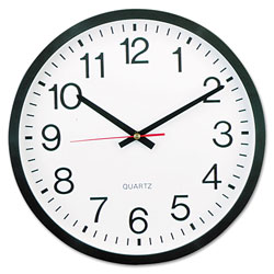 Universal Classic Round Wall Clock, 12.63 in Overall Diameter, Black Case, 1 AA (sold separately)