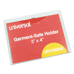 Universal Clear Badge Holders w/Garment-Safe Clips, 3 x 4, White Inserts, 50/Box (UNV56004)