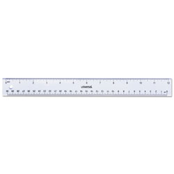 Universal Clear Plastic Ruler, Standard/Metric, 12 in Long, Clear