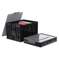 Universal Collapsible Crate, Letter/Legal Files, 17.25 in x 14.25 in x 10.5 in, Black/Gray, 2/Pack
