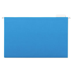 Universal Deluxe Bright Color Hanging File Folders, Legal Size, 1/5-Cut Tabs, Blue, 25/Box