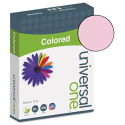 Universal Deluxe Colored Paper, 20 lb Bond Weight, 8.5 x 11, Pink, 500/Ream (UNV11204)