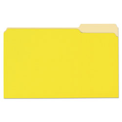 Universal Deluxe Colored Top Tab File Folders, 1/3-Cut Tabs: Assorted, Legal Size, Yellow/Light Yellow, 100/Box (UNV10524)