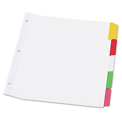 Universal Deluxe Write-On/Erasable Tab Index, 5-Tab, 11 x 8.5, White, Assorted Tabs, 1 Set