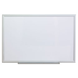 Universal Deluxe Melamine Dry Erase Board, 36 x 24, Melamine White Surface, Silver Aluminum Frame