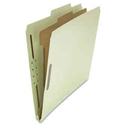 Universal Four-Section Pressboard Classification Folders, 2 in Expansion, 1 Divider, 4 Fasteners, Letter Size, Gray-Green, 10/Box