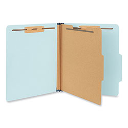 Universal Four-Section Pressboard Classification Folders, 1.75 in Expansion, 1 Divider, 4 Fasteners, Letter Size, Light Blue, 20/Box