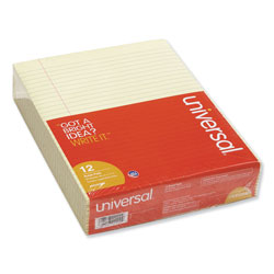 Universal Glue Top Pads, Wide/Legal Rule, 50 Canary-Yellow 8.5 x 11 Sheets, Dozen