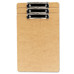 Universal Hardboard Clipboard with Low-Profile Clip, 0.5 in Clip Capacity, Holds 8.5 x 14 Sheets, Brown, 3/Pack