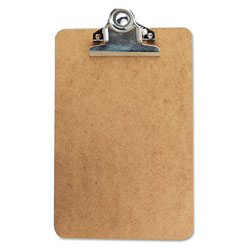 Universal Hardboard Clipboard, 0.75 in Clip Capacity, Holds 5 x 8 Sheets, Brown