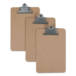 Universal Hardboard Clipboard, 0.75 in Clip Capacity, Holds 5 x 8 Sheets, Brown, 3/Pack