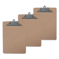 Universal Hardboard Clipboard, 1.25 in Clip Capacity, Holds 8.5 x 11 Sheets, Brown, 3/Pack