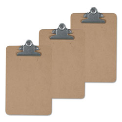 Universal Hardboard Clipboard, 1.25 in Clip Capacity, Holds 8.5 x 14 Sheets, Brown, 3/Pack