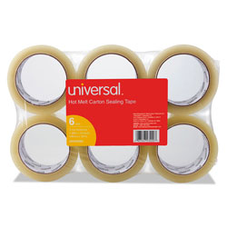 Universal Heavy-Duty Box Sealing Tape, 3 in Core, 1.88 in x 54.6 yds, Clear, 6/Box