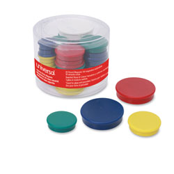 Universal High-Intensity Assorted Magnets, Circles, Assorted Colors, 0.75 in, 1.25 in and 1.5 in Diameters, 30/Pack