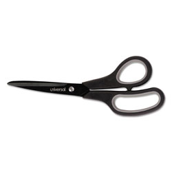Universal Industrial Carbon Blade Scissors, 8 in Long, 3.5 in Cut Length, Black/Gray Straight Handle