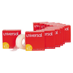 Universal Invisible Tape, 1 in Core, 0.75 in x 83.33 ft, Clear, 12/Pack