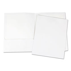 Universal Laminated Two-Pocket Portfolios, Cardboard Paper, 100-Sheet Capacity, 11 x 8.5, White, 25/Box