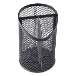 Universal Metal Mesh 3-Compartment Pencil Cup, 4.13 in Diameter x 6 inh, Black