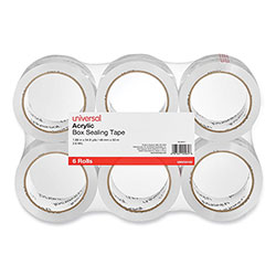 Universal Moving and Storage Packing Tape, 3 in Core, 1.88 in x 54.6 yd, Clear, 6/Pack