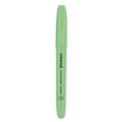 Universal Pocket Highlighters, Fluorescent Green Ink, Chisel Tip, Green Barrel, Dozen (UNV08852)