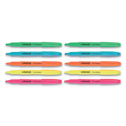 Universal Pocket Highlighters, Assorted Ink Colors, Chisel Tip, Assorted Barrel Colors, Dozen