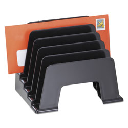 Universal Recycled Plastic Incline Sorter, 5 Sections, DL to A5 Size Files, 8 in x 5.5 in x 6 in, Black