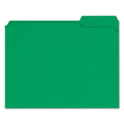 Universal Reinforced Top-Tab File Folders, 1/3-Cut Tabs: Assorted, Letter Size, 1" Expansion, Green, 100/Box (UNV16162)