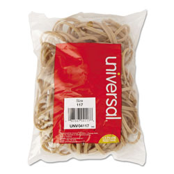 Universal Rubber Bands, Size 117, 0.06 in Gauge, Beige, 4 oz Box, 50/Pack