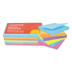 Universal Self-Stick Note Pads, 3" x 3", Assorted Bright Colors, 100 Sheets/Pad, 12 Pads/Pack (UNV35610)