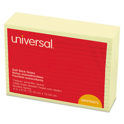 Universal Self-Stick Note Pads, Note Ruled, 4 in x 6 in, Yellow, 100 Sheets/Pad, 12 Pads/Pack