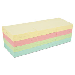 Universal Self-Stick Note Pad Cabinet Pack, 3 in x 3 in, Assorted Pastel Colors, 90 Sheets/Pad, 24 Pads/Pack