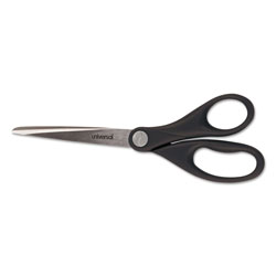 Universal Stainless Steel Office Scissors, Pointed Tip, 7 in Long, 3 in Cut Length, Black Straight Handle