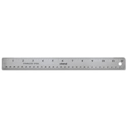 Universal Stainless Steel Ruler with Cork Back and Hanging Hole, Standard/Metric, 12 in Long