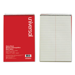 Universal Steno Pads, Gregg Rule, Red Cover, 80 Green-Tint 6 x 9 Sheets (UNV86920)