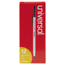 Universal Ballpoint Pen, Stick, Fine 0.7 mm, Black Ink, Gray Barrel, Dozen (UNV27420)