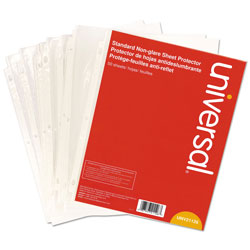 Universal Top-Load Poly Sheet Protectors, Std Gauge, Nonglare, Clear, 50/Pack (UNV21126)