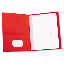 Universal Two-Pocket Portfolios with Tang Fasteners, 0.5 in Capacity, 11 x 8.5, Red, 25/Box